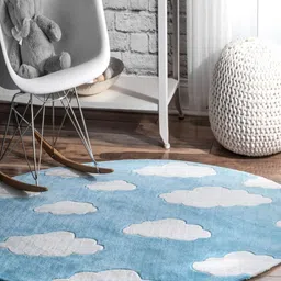 Safiya Carpet Blue & White Abstract Woollen Contemporary Carpet image 2