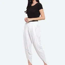 Clora Creation Women White Solid Dhoti Pants image 2