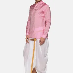 Sethukrishna Men Pink Kurta with Dhoti Pants image 2