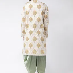 KISAH Men White Ethnic Motifs Kurta with Dhoti Pants image 4