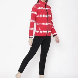 Chkokko Women Red & White Printed Tracksuit image 4