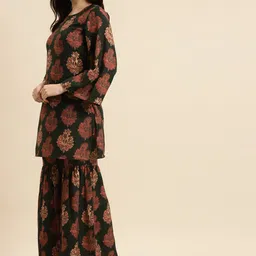 anayna Women Green Ethnic Motifs Printed Kurta with Sharara image 4