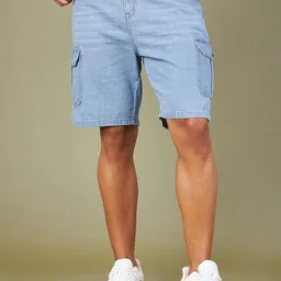 MASCLN SASSAFRAS Men Blue Denim Cargo Shorts-image-20
