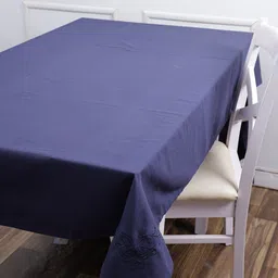 Soumya Navy Blue Set Of 7 Embroidered 6 Seater Pure Cotton Table Linen Set image 5