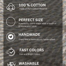 HOMADORN Blue & Brown 2 Pieces Cotton Round Reversible Table Placemats image 2