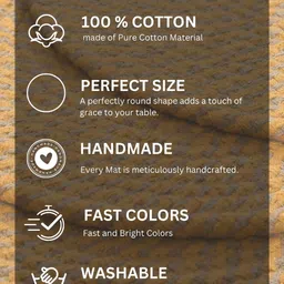 HOMADORN Brown & Yellow 6 Pieces Cotton Round Reversible Table Placemats image 3