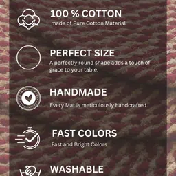 HOMADORN 2 Pieces Brown & Maroon Self Design Pure Cotton Round Table Placemats image 2