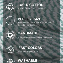 HOMADORN 6 Pieces Blue & White Self Design Pure Cotton Round Reversible Table Placemats image 2