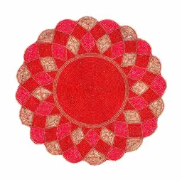 PURINA'S Cream & Red 2 Pieces Beaded Table Placemats image 3
