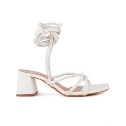 DressBerry White Strappy Block Heel Gladiators image 3