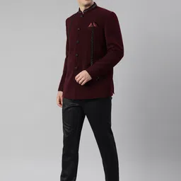 TheEthnic.Co Embroidered Mandarin Collar Bandhgala Blazer image 4