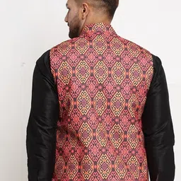 Benstoke Men Multi-Colored Printed  Nehru Jacket image 4