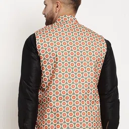Benstoke Men Beige Printed Nehru Jackets image 2