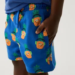 Marks & Spencer Boys Mid-Rise Rich Pineapple Printed Shorts image 4