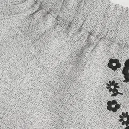 Cherry Crumble Girls Grey Cotton Floral Embroidered Shorts image 3