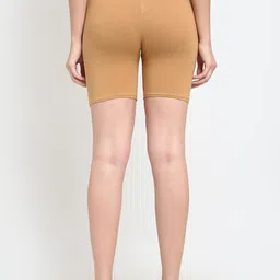 GRACIT Women Pack Of 2 Beige Super Combed Lycra Cycling Sports Shorts image 4