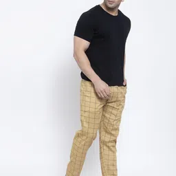 JAINISH Men Mid-Rise Checked Pure Cotton Lounge Pant image 3