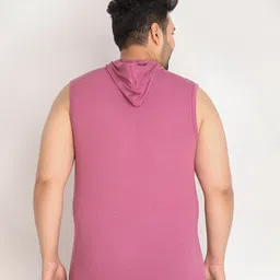 CHKOKKO Plus Men Magenta Sleeveless T-shirt image 4