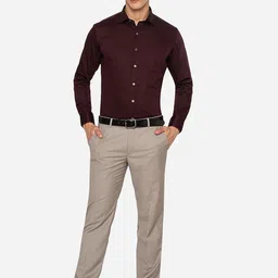 Greenfibre Men Maroon Slim Fit Formal Shirt image 3