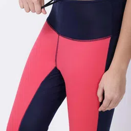 STUDIOACTIV Women Peach & Black Colourblocked Ankle-Length Tights image 2