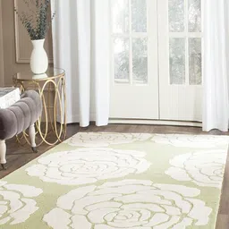 Safiya Carpet Green & White Floral Woollen Carpets image 4