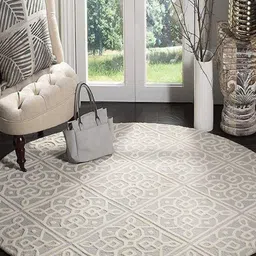 Safiya Carpet Beige & Grey Ethnic Motifs Hand-Tufted Woollen Carpet image 3