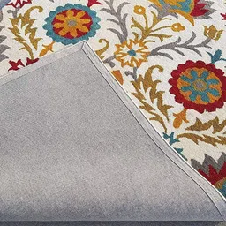 Safiya Carpet Beige & Red Floral Woollen Carpet image 2