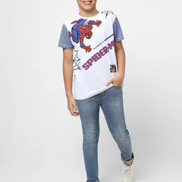 Jack & Jones Junior Boys White Typography Spider-Man Printed T-shirt image 3
