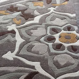 Safiya Carpet Grey & Brown Ethnic Motifs Hand-Tufted Woollen Carpet image 5