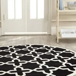 Safiya Carpet Black & White Geometric Hand Tufted Woollen Carpet image 3