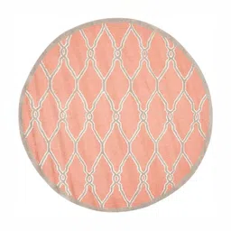 Safiya Carpet Peach & White Geometric Hand Tufted Woollen Carpet image 2