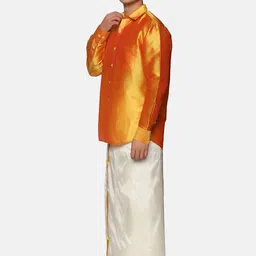 Sethukrishna Men Yellow & White Shirt With Dhoti Pants image 2