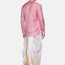 Sethukrishna Men Pink Kurta with Dhoti Pants image 3