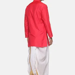 Sethukrishna Men Fuchsia Kurta with Dhoti Pants image 4