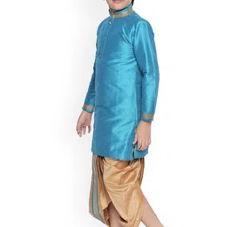 BAESD Infants Boys Mandarin Collar Kurta With Dhoti Pants image 3