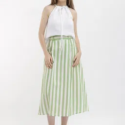 RAREISM Striped A-Line Midi Skirt-picture-25