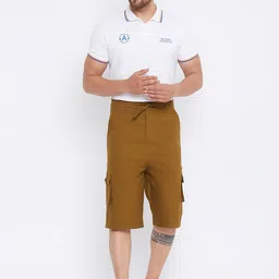 Hypernation Men Khaki Mid-Rise Cargo Shorts image 3