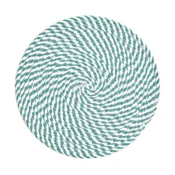 HOMADORN Teal Blue & White 2 Pieces Cotton Round Reversible Table Placemats image 4