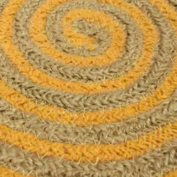 HOMADORN 4 Pieces Brown & Yellow Self Design Pure Cotton Round Table Placemats image 4