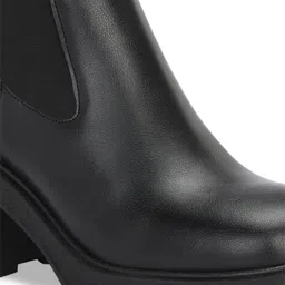 Delize Women Square Toe Mid Top Leather Platform Heel Regular Boots image 4