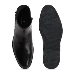 Carlton London Men Mid Top Block Heel Boots With Buckle Detail image 2