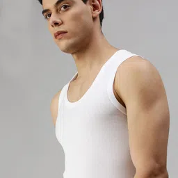 ONN Men Pack of 4 White Solid Innerwear Vest image 4