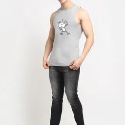 Friskers Men Grey Printed Pure Cotton Innerwear Vests image 2