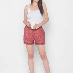 FashionRack Women Brown & Purple Set Of 2 Printed Lounge Shorts image 5