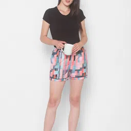 FashionRack Women Pack of 2 Red & Black Printed Cotton Lounge Shorts image 5