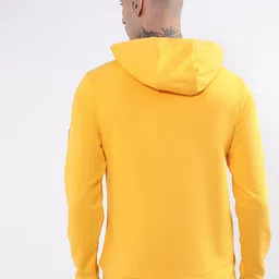 BEN SHERMAN Men Mustard Hooded Sweatshirt image 5