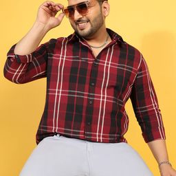 Instafab Plus Plus Size Classic Tartan Checked Cotton Casual Shirt-picture-19
