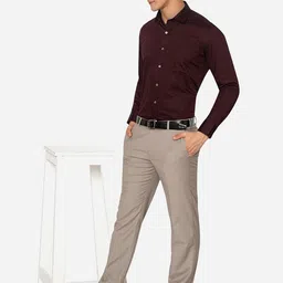 Greenfibre Men Maroon Slim Fit Formal Shirt image 2