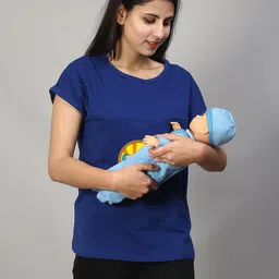 SillyBoom Graphic Printed Round Neck Cotton Lycra Maternity Feeding T-shirt image 2