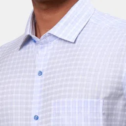 Raymond Windowpane Checked Contemporary Fit Cutaway Collar Pure Cotton Formal Shirt image 3